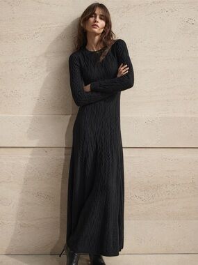 THE KOOPLES French Luxury Merino Wool Cable Knit Maxi Dress – NWT Size Small